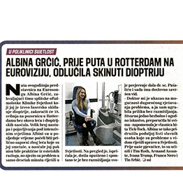 Albina Grčić odlučila skinuti dioptriju (Jutarnji list)